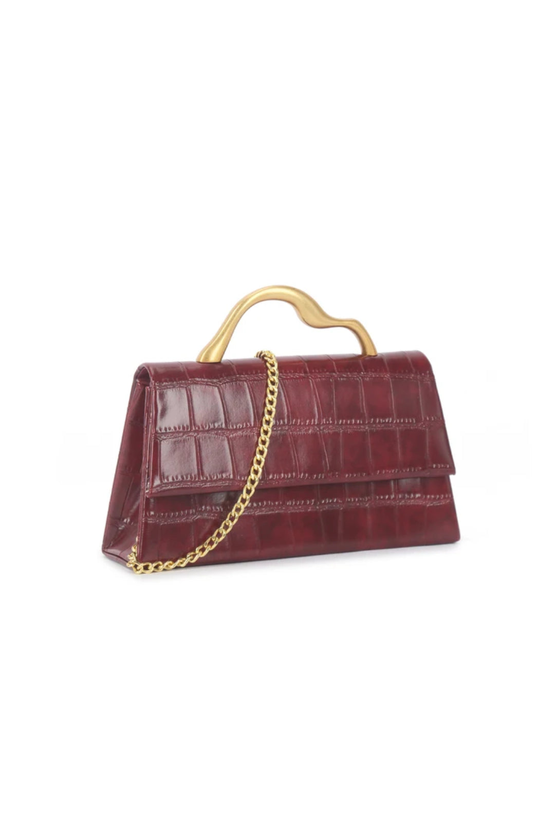 Cherry Red Croc Faux Leather Top Handle Bag – product image 2 of 3