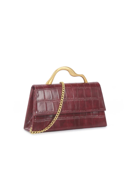 Cherry Red Croc Faux Leather Top Handle Bag – product image 2 of 3
