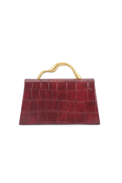 Cherry Red Croc Faux Leather Top Handle Bag – product image 3 of 3