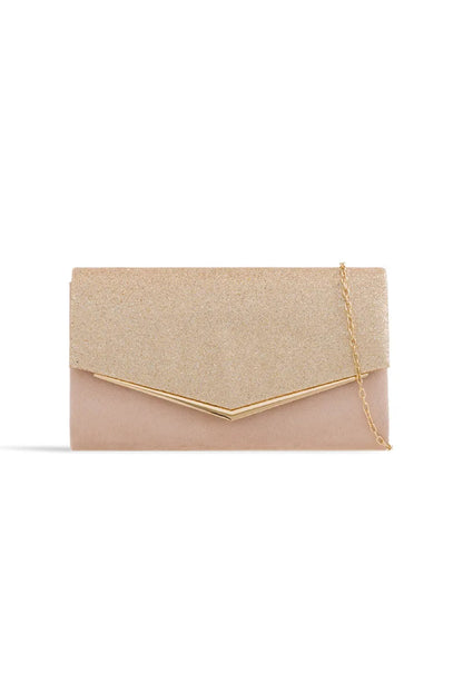 Nude Blush Glitter Envelope Clutch Bag – product image 1 of 2