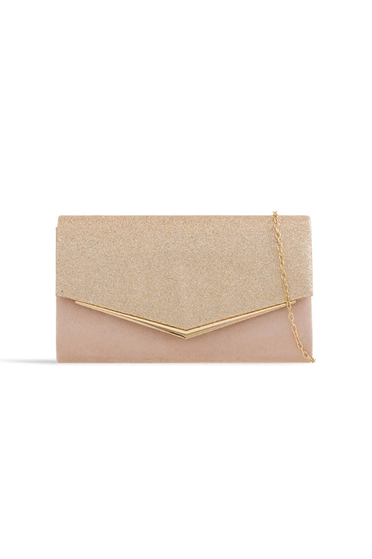 Nude Blush Glitter Envelope Clutch Bag – product image 1 of 2