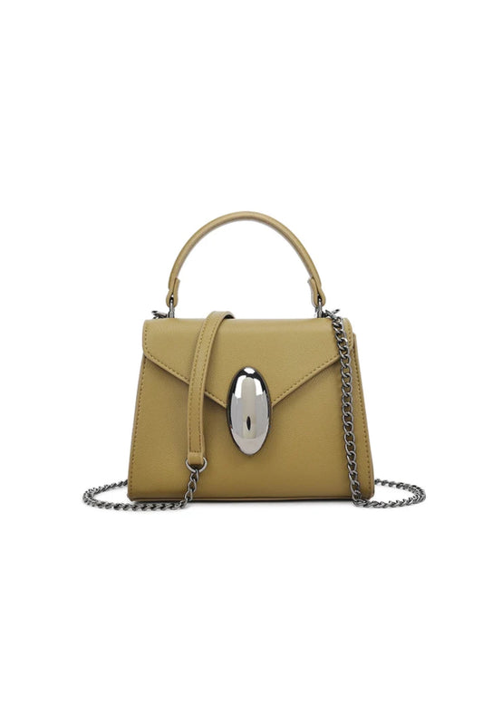 Olive Green Faux Leather Top Handle Handbag – product image 1 of 3