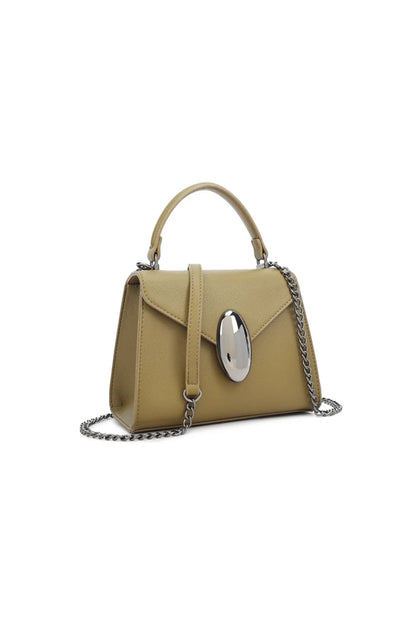 Olive Green Faux Leather Top Handle Handbag – product image 2 of 3
