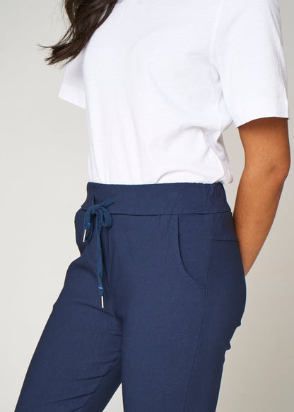 Navy Stretch Drawstring Trousers – product image 6