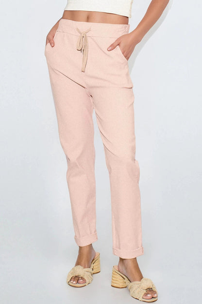 Dusty Pink Stretch Drawstring Trousers – product image 4