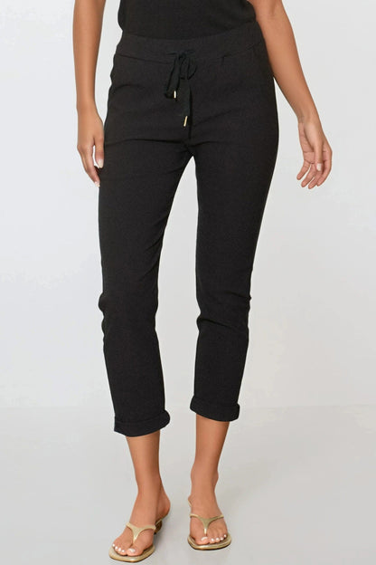 Black Stretch Drawstring Trousers – product image 2