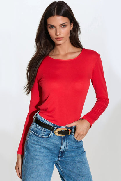 Red Round Neck Long Sleeve Top – product image 1