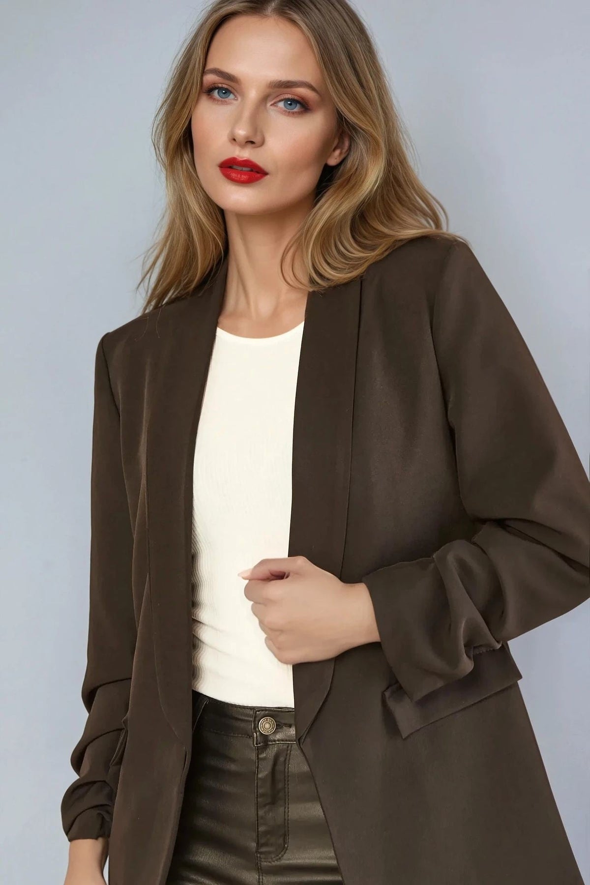 Black Blazer with Ruched Sleeves – product image 1 of 4