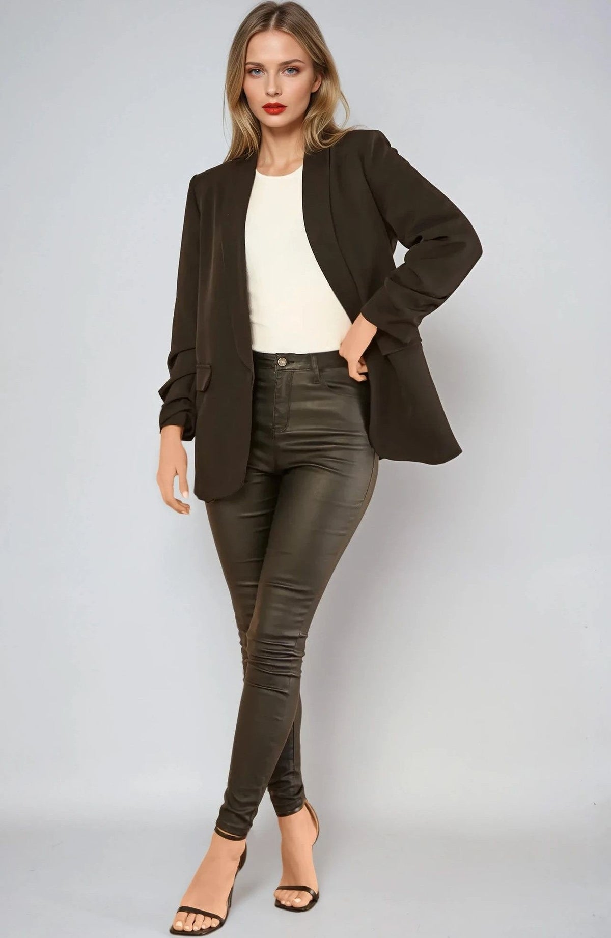 Black Blazer with Ruched Sleeves – product image 3 of 4