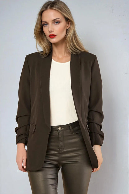Black Blazer with Ruched Sleeves – product image 2 of 4