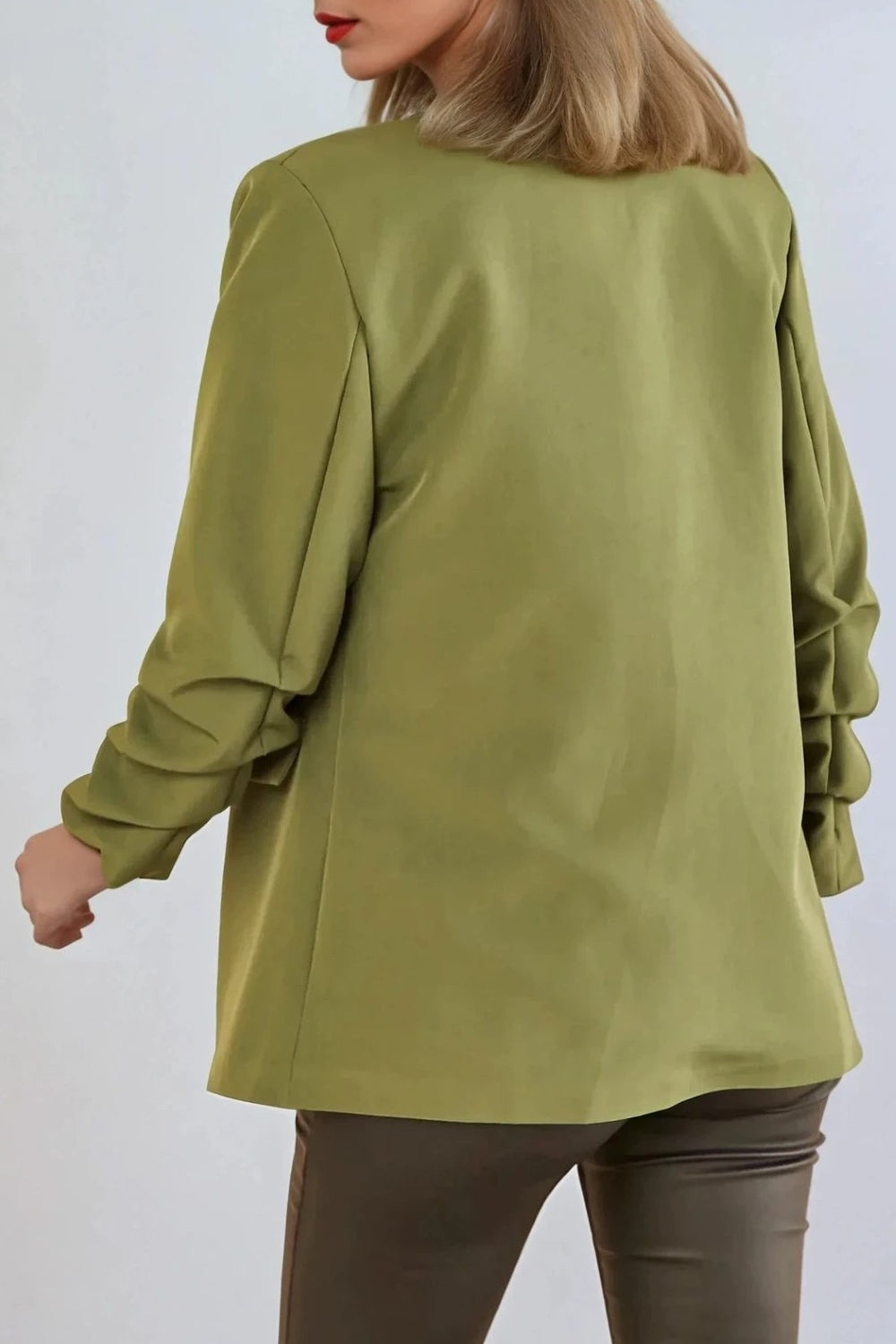 Khaki Blazer with Ruched Sleeves – product image 4 of 4