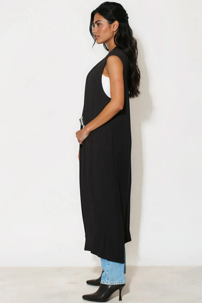 Black Sleeveless Longline Maxi Cardigan – product image 3 of 3