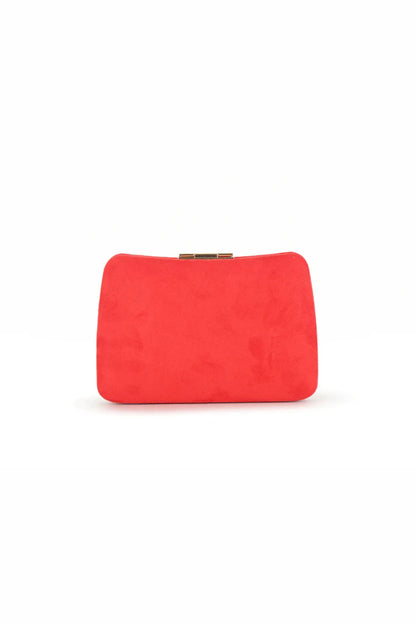Red Suedette Clutch Bag with Detachable Chain – product image 3 of 3