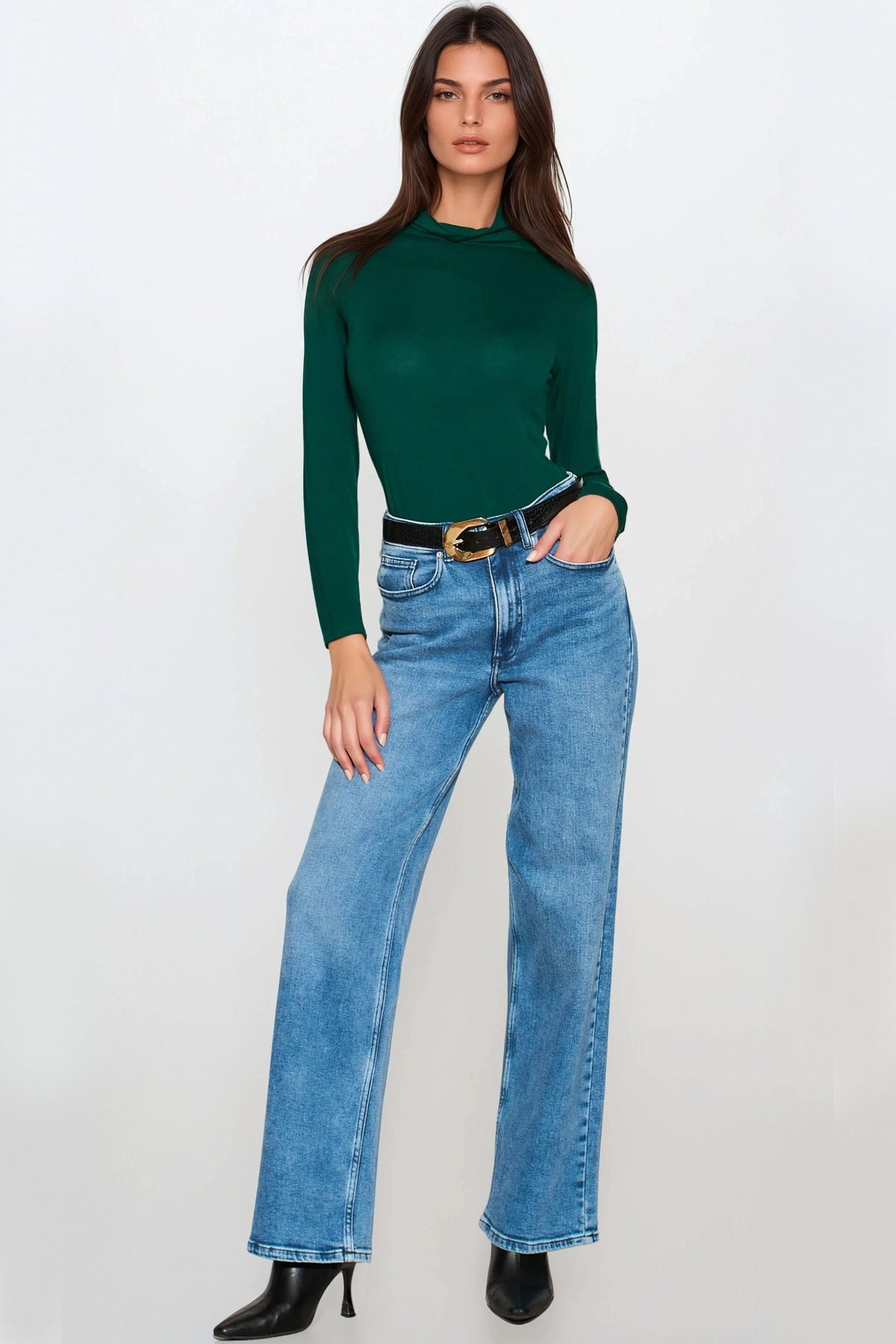 Green Turtleneck Long Sleeve Top – product image 1 of 4