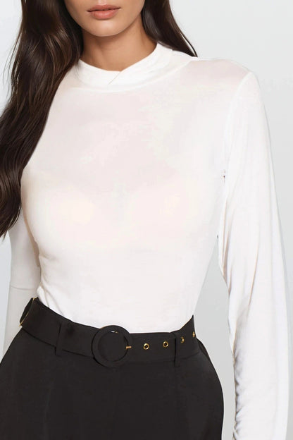 White Turtleneck Long Sleeve Top – product image 3