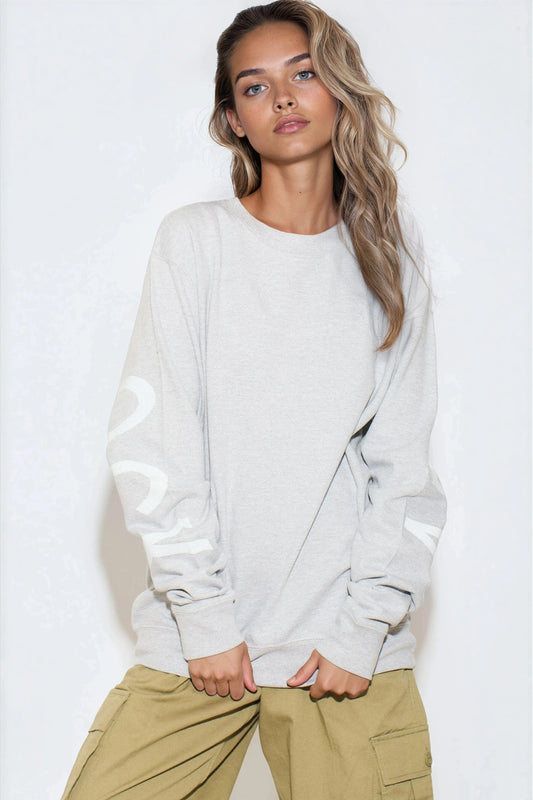 Silver Grey Aftershock Logo Crewneck Oversized Sweatshirt – product image 1 of 3