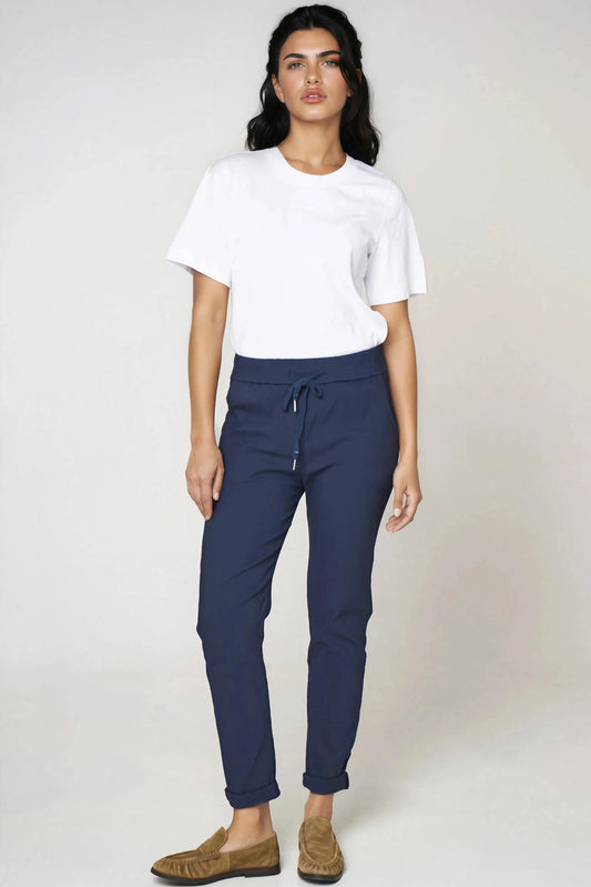 Navy Stretch Drawstring Trousers – product image 1