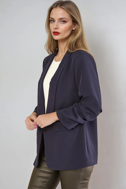 Navy Blazer with Ruched Sleeves – product image 3 of 4