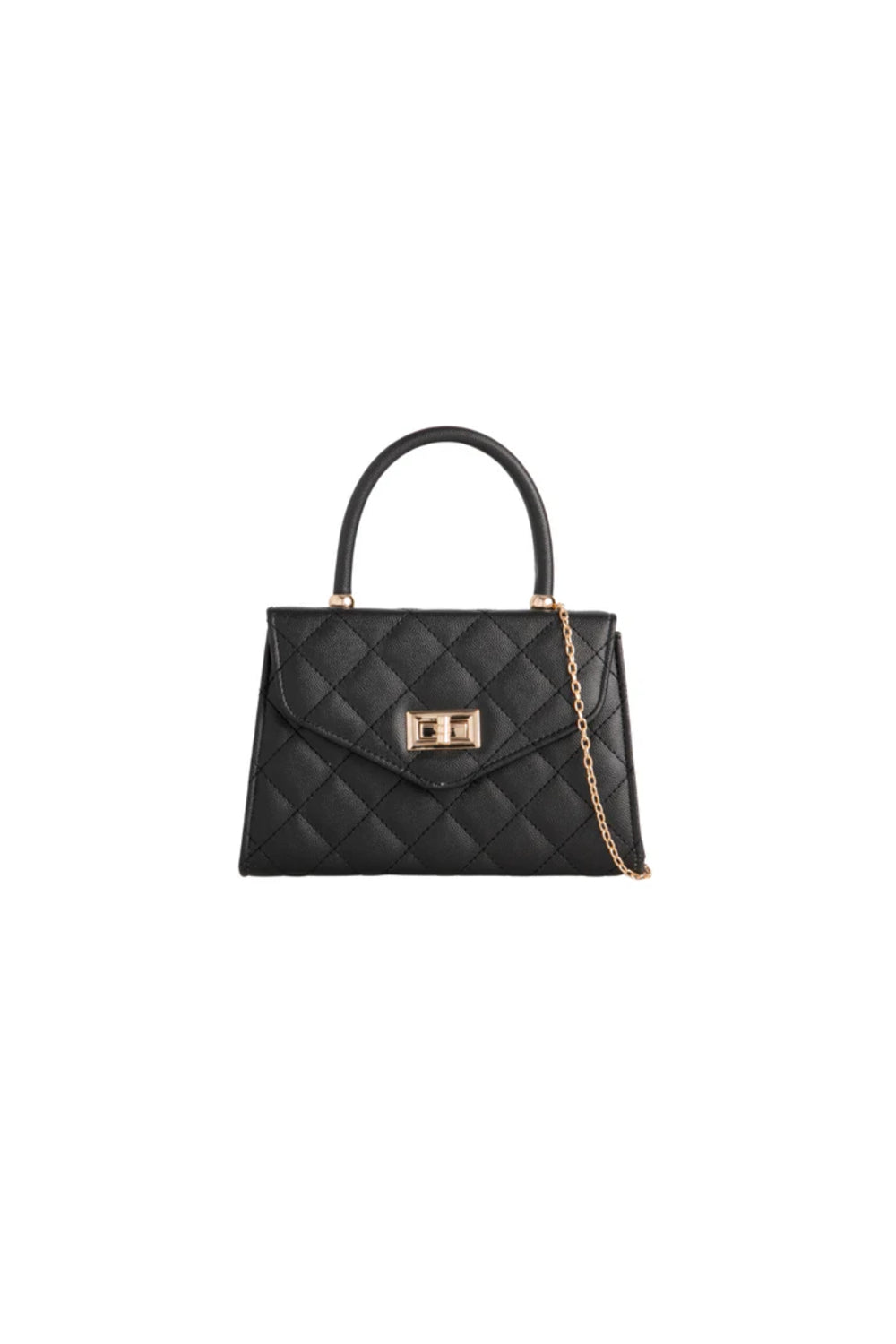 Black Quilted Top-Handle Chain Bag – product image 2
