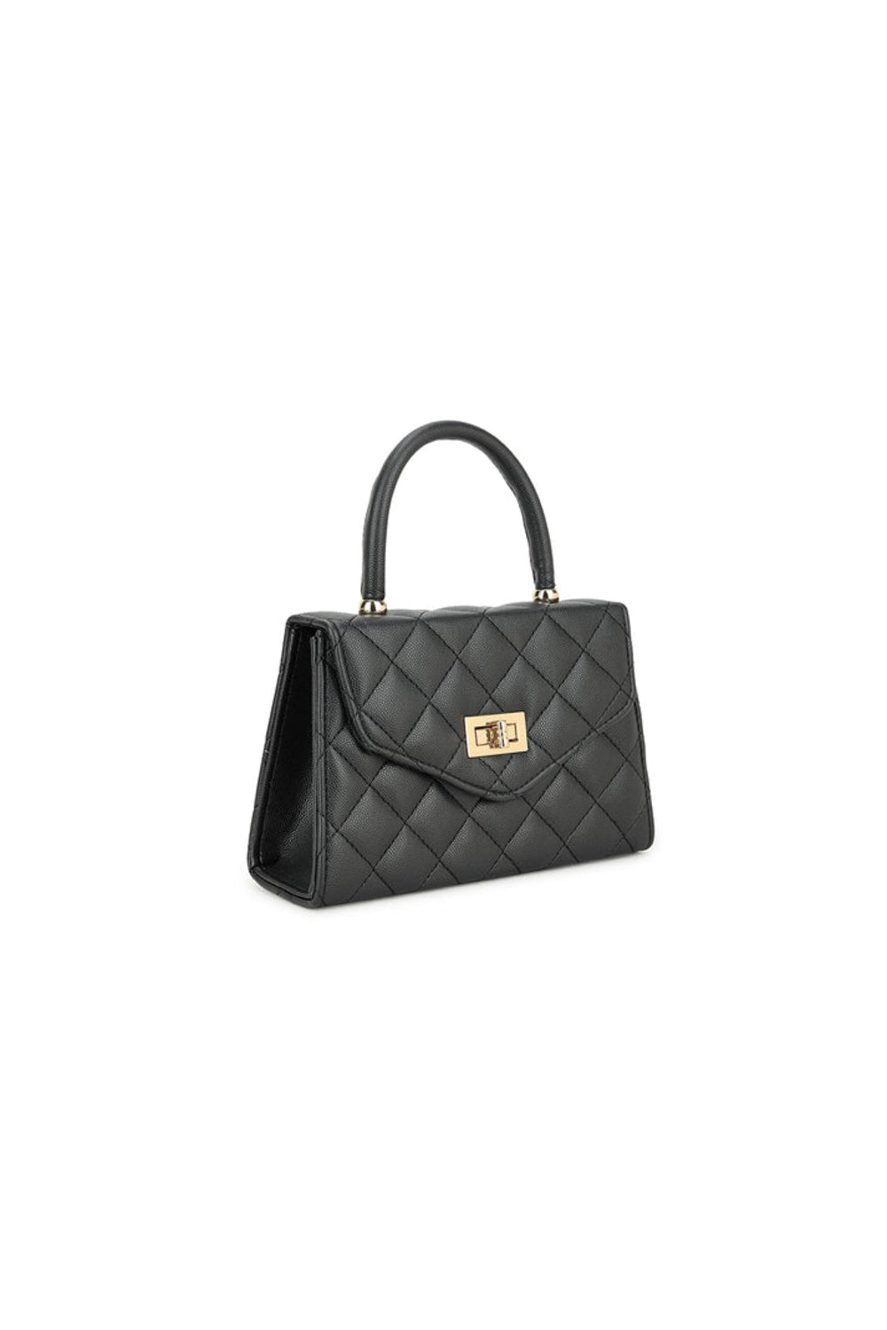 Black Quilted Top-Handle Chain Bag – product image 5