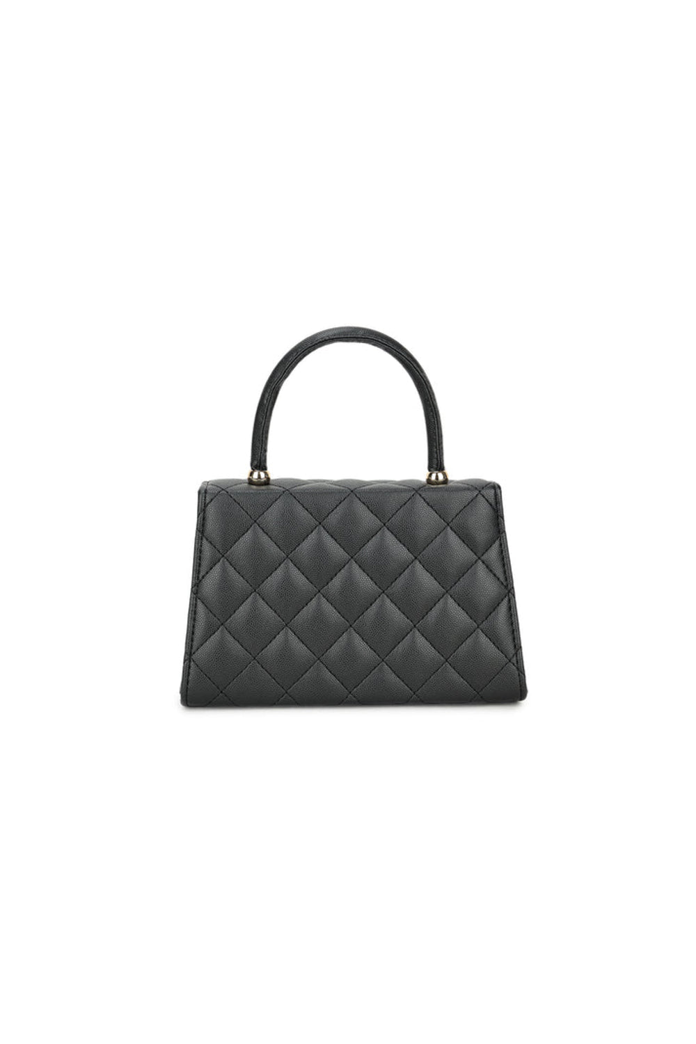 Black Quilted Top-Handle Chain Bag – product image 4