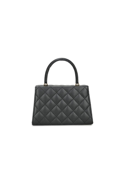 Black Quilted Top-Handle Chain Bag – product image 4