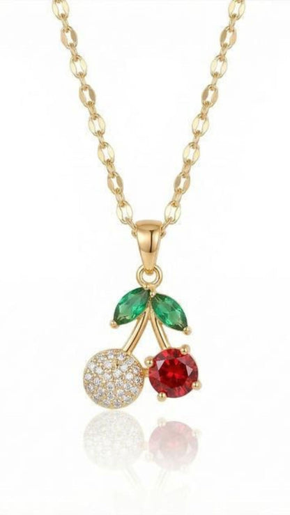 Cherry Crystal Gold Plated Steel Pendant Necklace – product image 4 of 4
