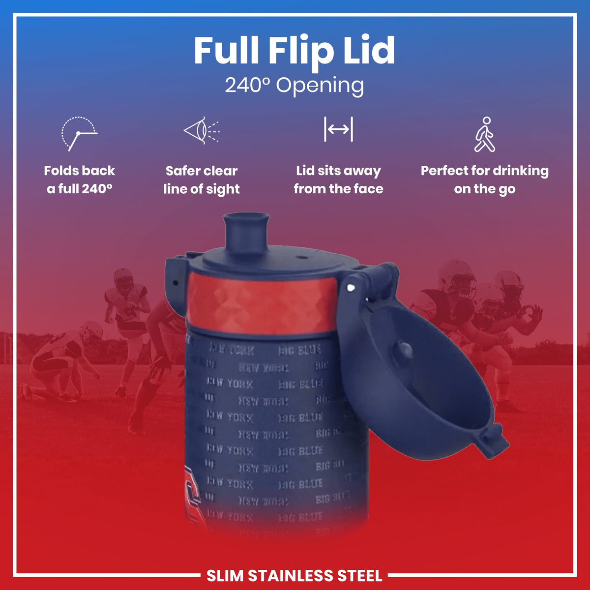 Leak Proof NFL Water Bottle, Stainless Steel, New York Giants, 600ml (20oz) – product image 4 of 7