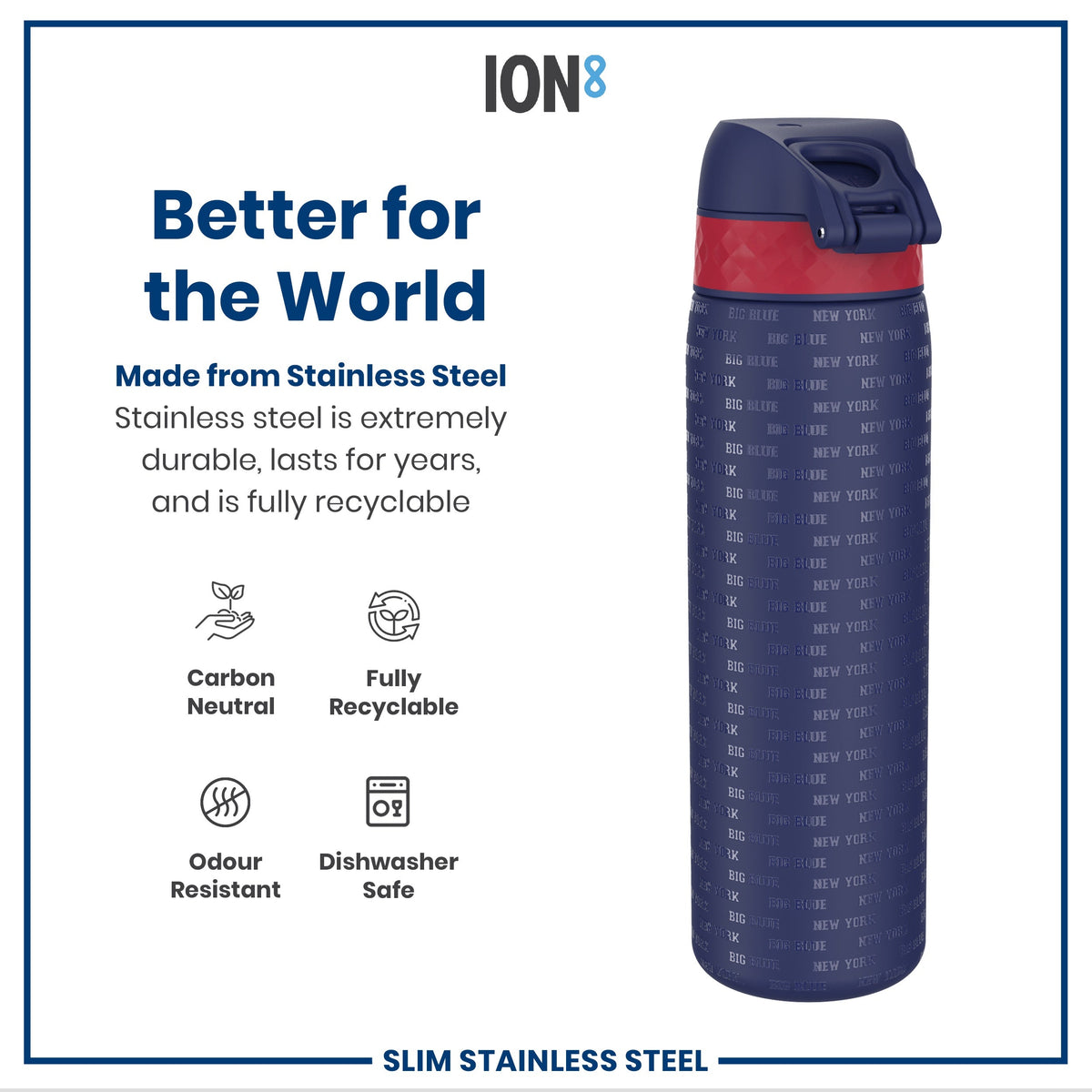 Leak Proof NFL Water Bottle, Stainless Steel, New York Giants, 600ml (20oz) – product image 5 of 7