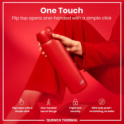 ION8 Insulated Steel Bottle – Red (1L) – product image 3