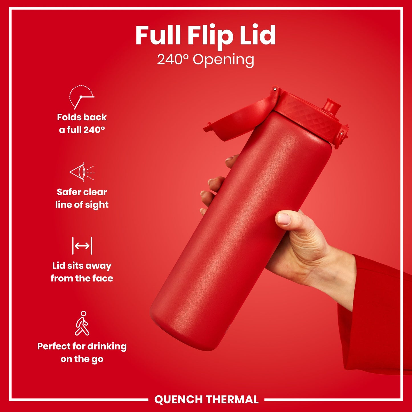 ION8 Insulated Steel Bottle – Red (1L) – product image 4