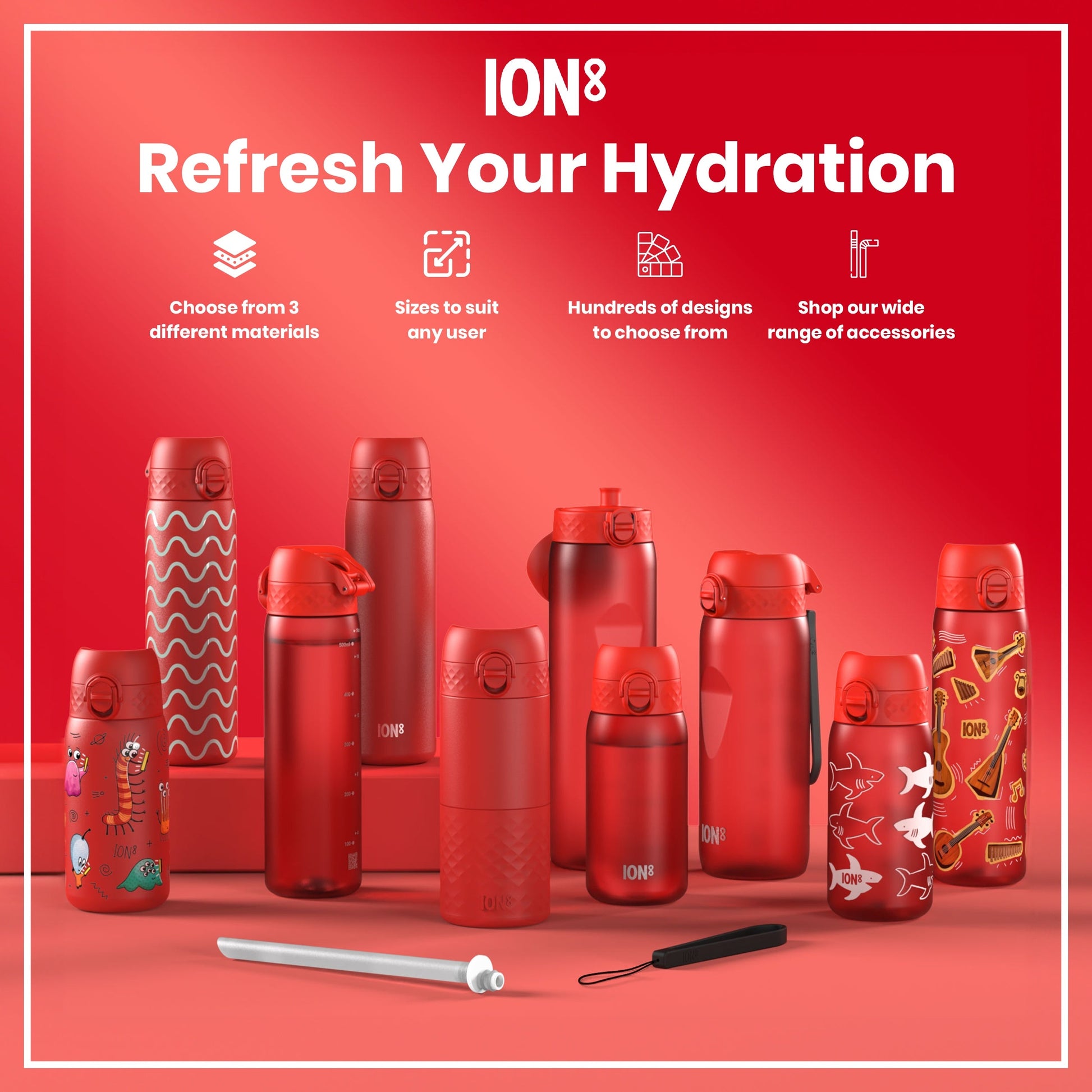 ION8 Insulated Steel Bottle – Red (1L) – product image 7