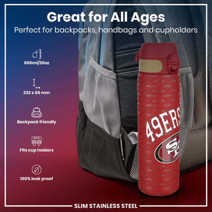 Leak Proof NFL Water Bottle, Stainless Steel, San Francisco 49ers, 600ml (20oz) – product image 2 of 7