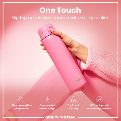 ION8 Insulated Steel Bottle – Rose Bloom (1L) – product image 3