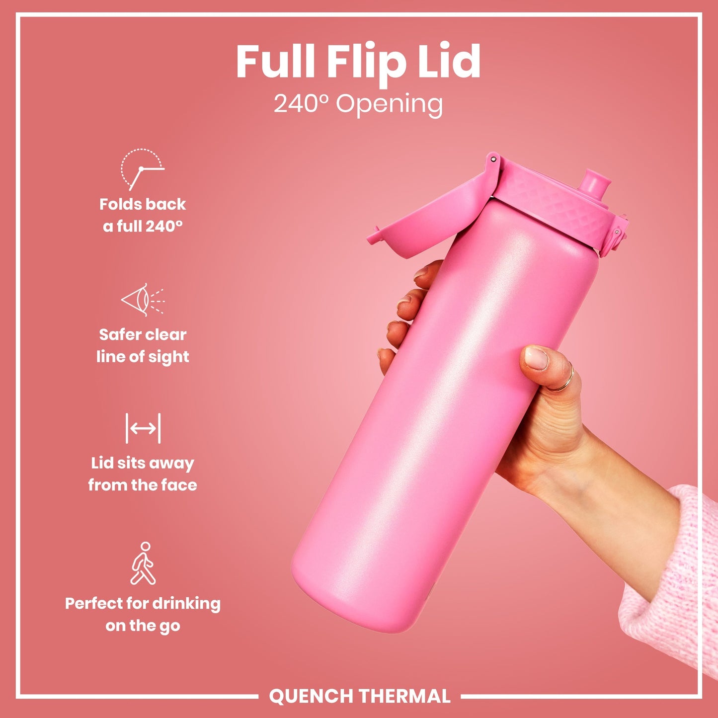 ION8 Insulated Steel Bottle – Rose Bloom (1L) – product image 4