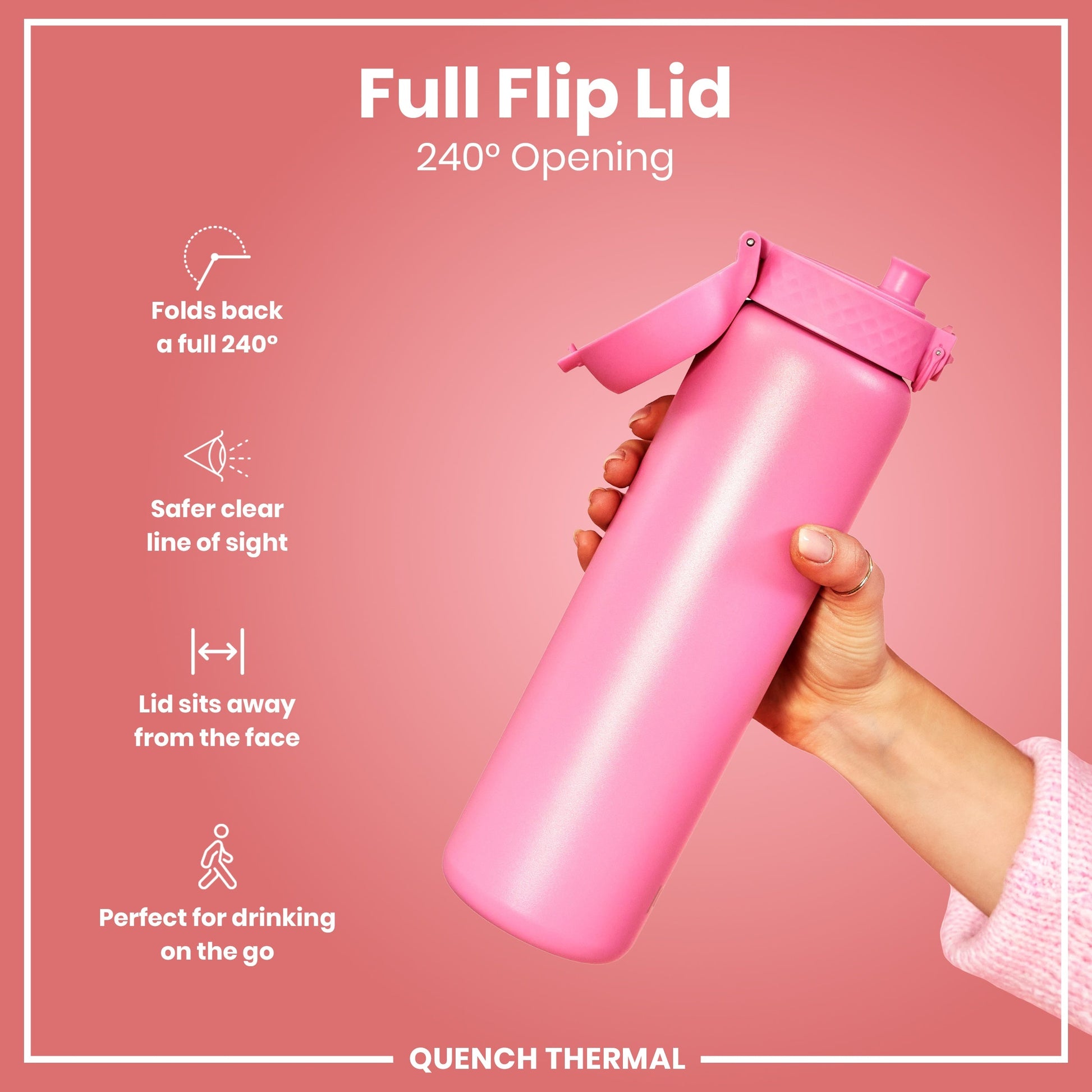 ION8 Insulated Steel Bottle – Rose Bloom (1L) – product image 4