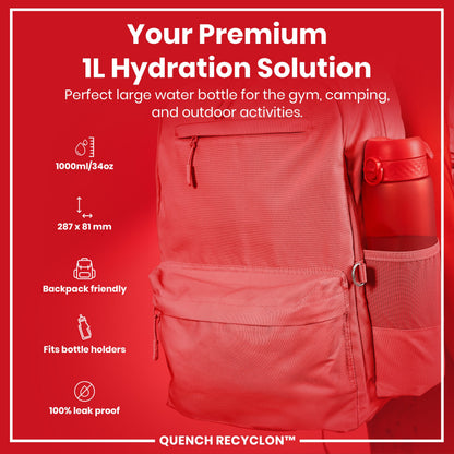 ION8 Recyclon Leak-Proof Bottle – Red (1L) – product image 2