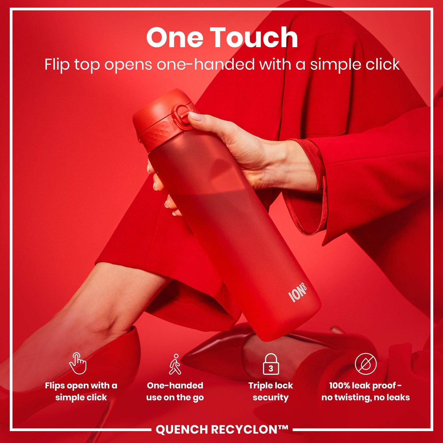 ION8 Recyclon Leak-Proof Bottle – Red (1L) – product image 3