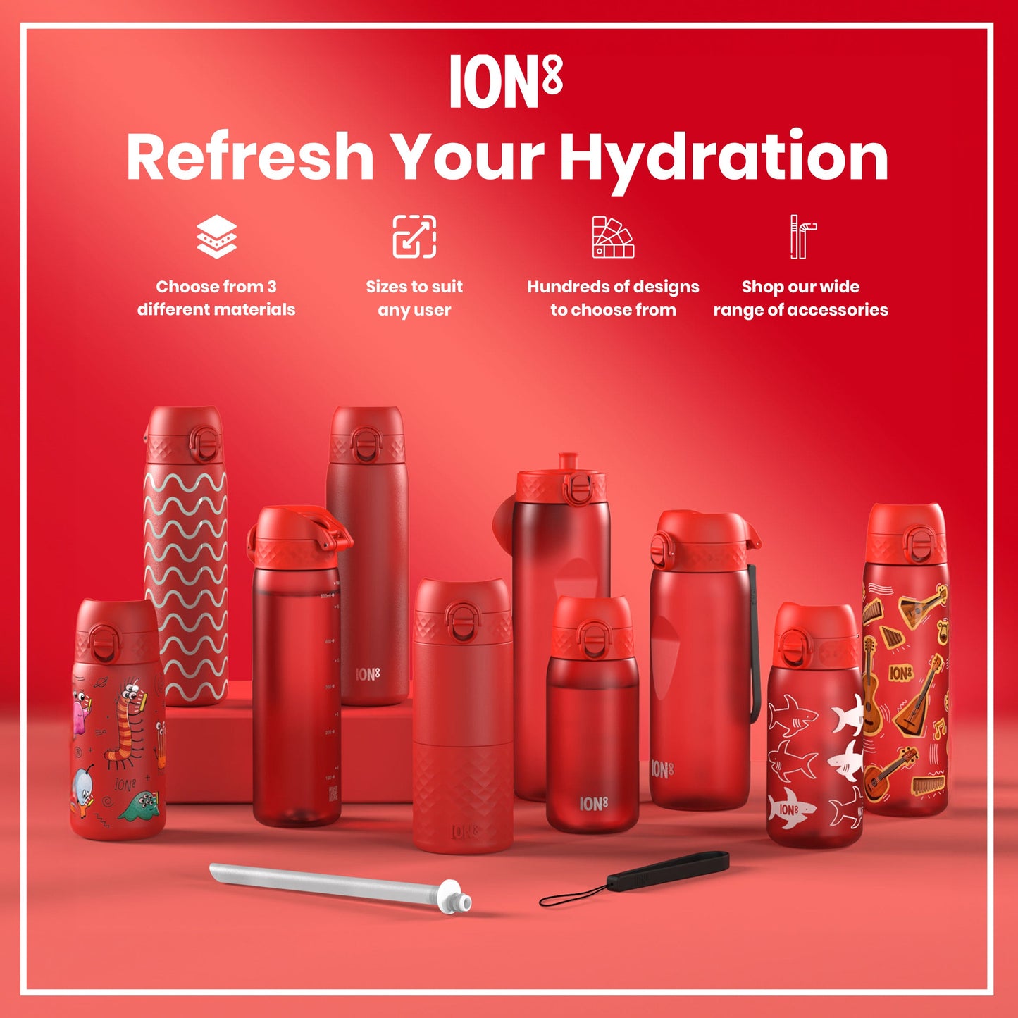 ION8 Recyclon Leak-Proof Bottle – Red (1L) – product image 7