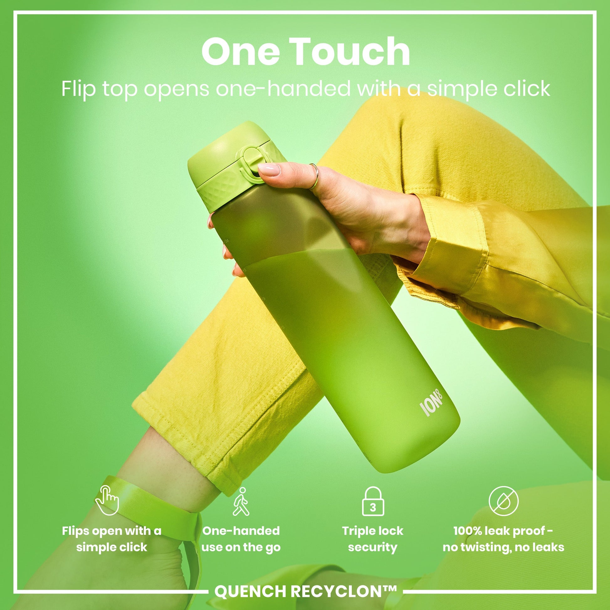 ION8 Recyclon Leak-Proof Bottle – Green (1L) – product image 3