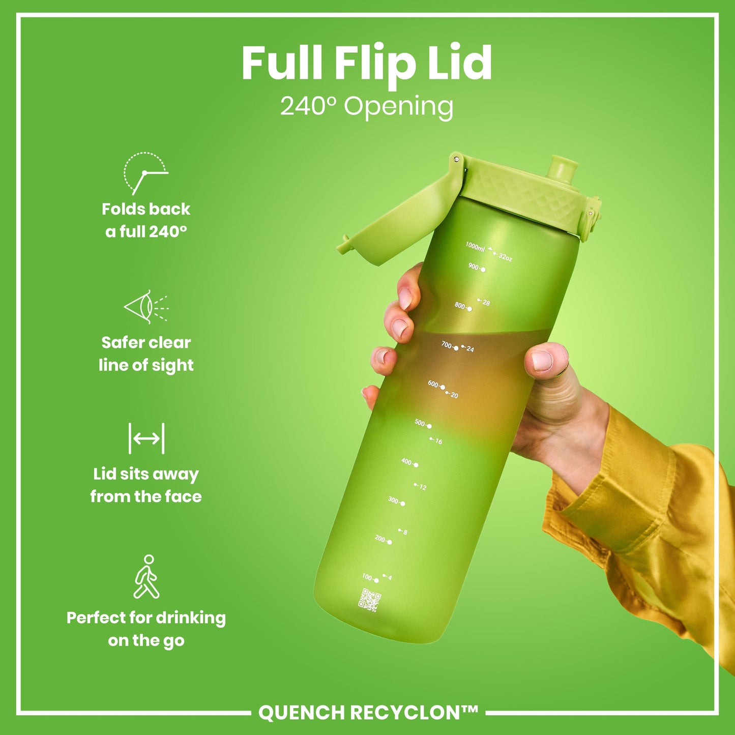 ION8 Recyclon Leak-Proof Bottle – Green (1L) – product image 4