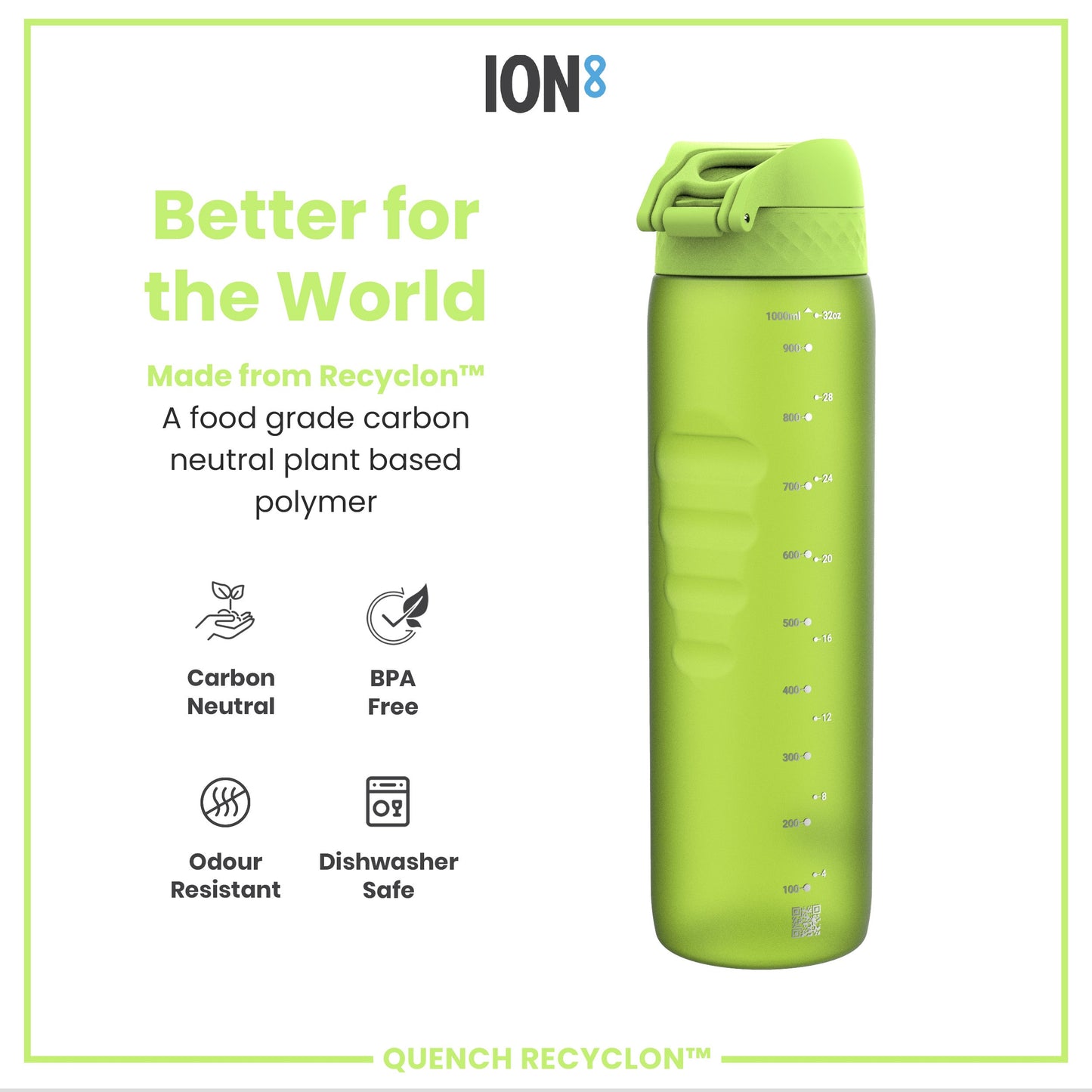 ION8 Recyclon Leak-Proof Bottle – Green (1L) – product image 5