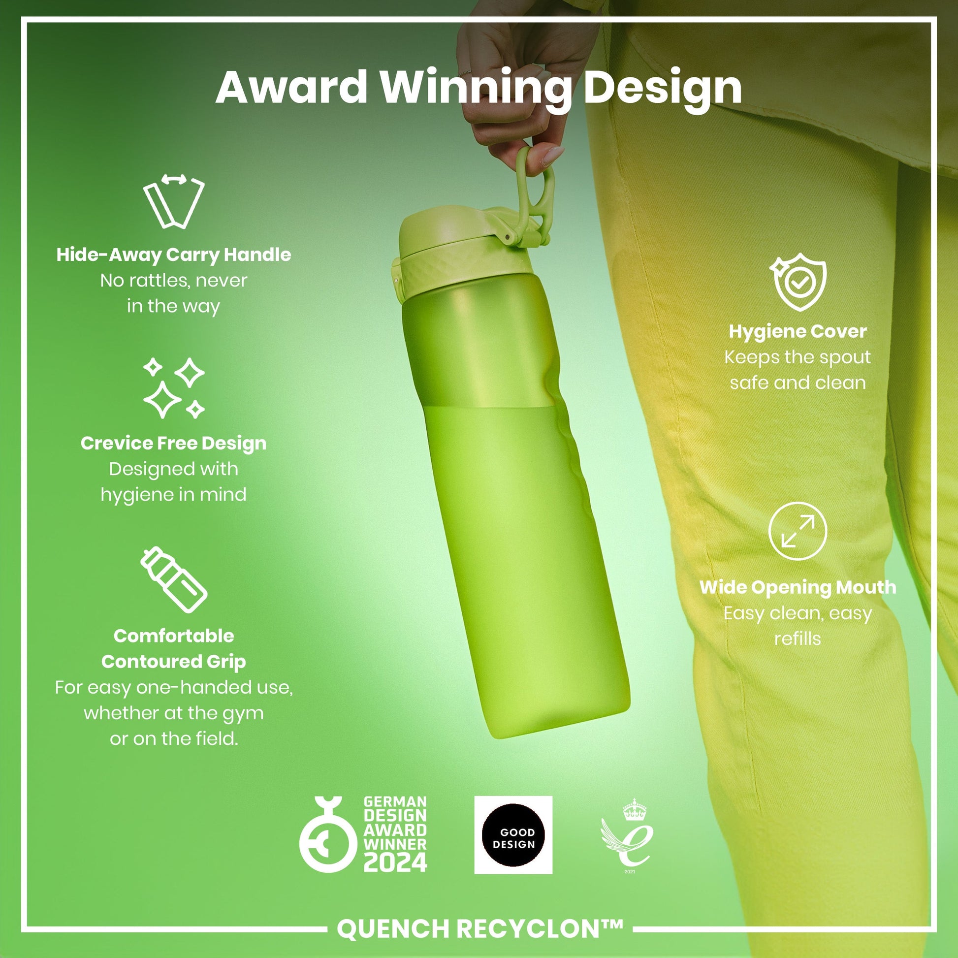 ION8 Recyclon Leak-Proof Bottle – Green (1L) – product image 6