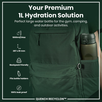 ION8 Recyclon Leak-Proof Bottle – Dark Green (1L) – product image 2