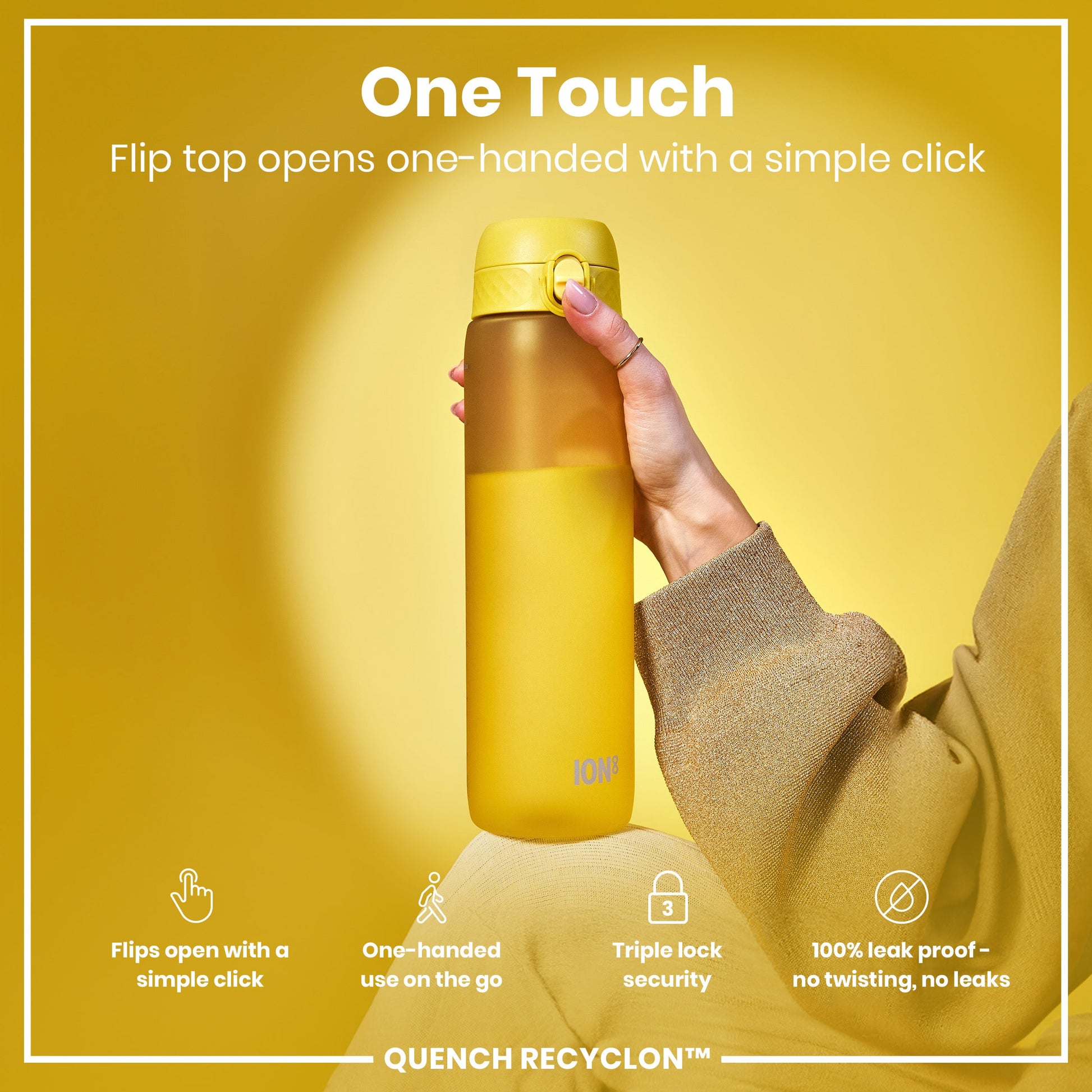 ION8 Recyclon Leak-Proof Bottle – Yellow (1L) – product image 3
