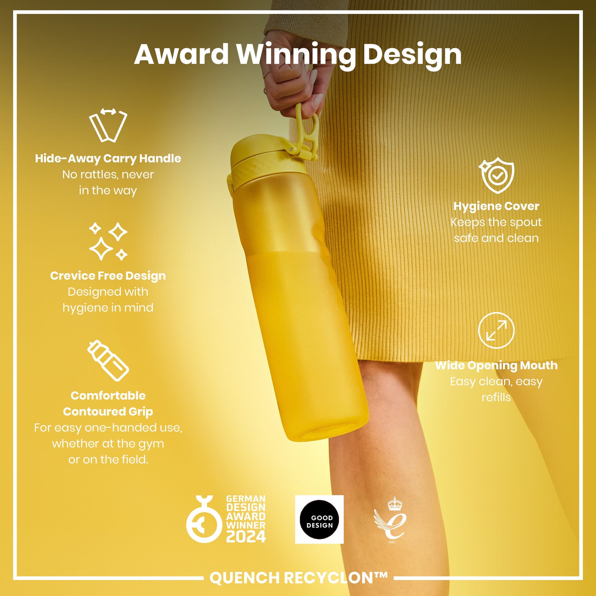 ION8 Recyclon Leak-Proof Bottle – Yellow (1L) – product image 6