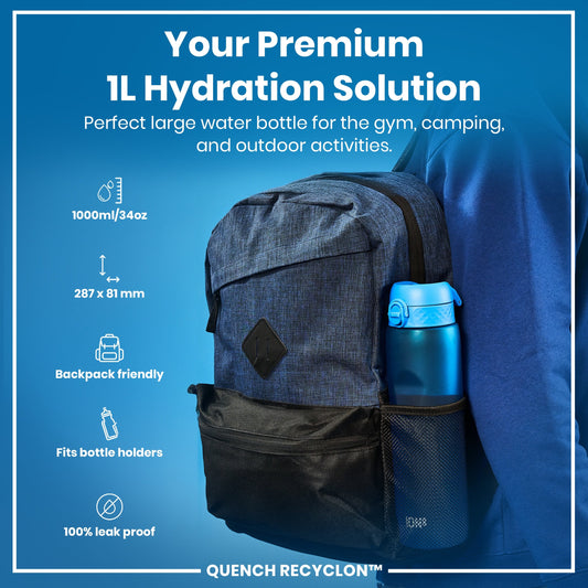 ION8 Recyclon Leak-Proof Bottle – Blue (1L) – product image 2