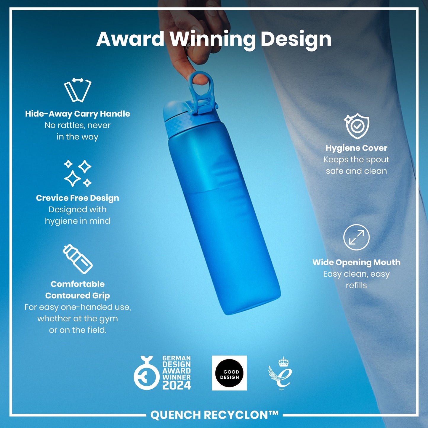 ION8 Recyclon Leak-Proof Bottle – Blue (1L) – product image 6