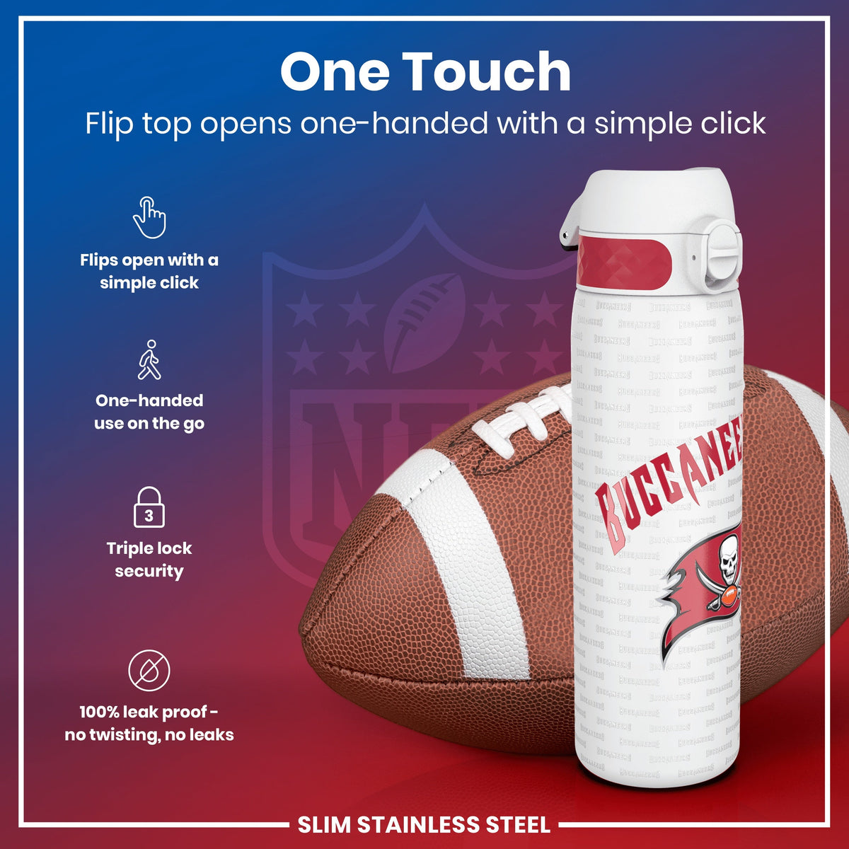 Leak Proof NFL Water Bottle, Stainless Steel, Arizona Cardinals, 600ml (20oz) – product image 3 of 7