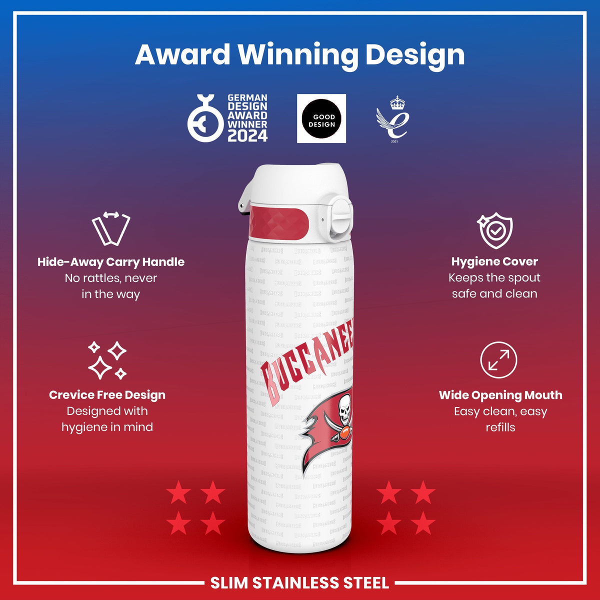 Leak Proof NFL Water Bottle, Stainless Steel, Arizona Cardinals, 600ml (20oz) – product image 6 of 7